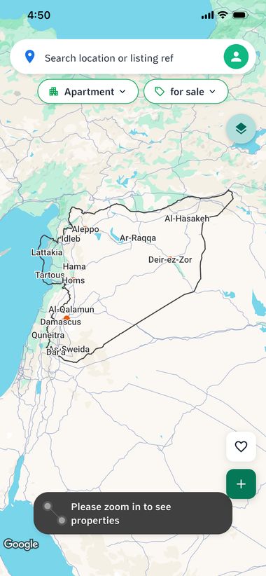 Mayadeen app - map view
