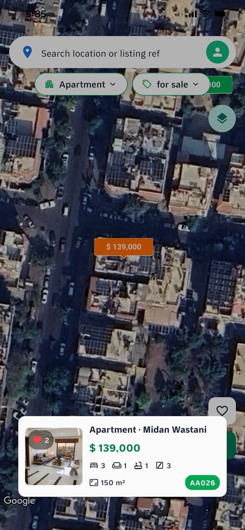 Mayadeen app - property card